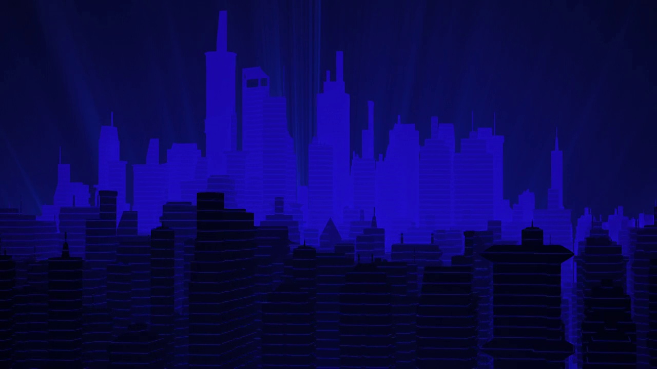夜间数字城市摩天大楼的可视化视频素材
