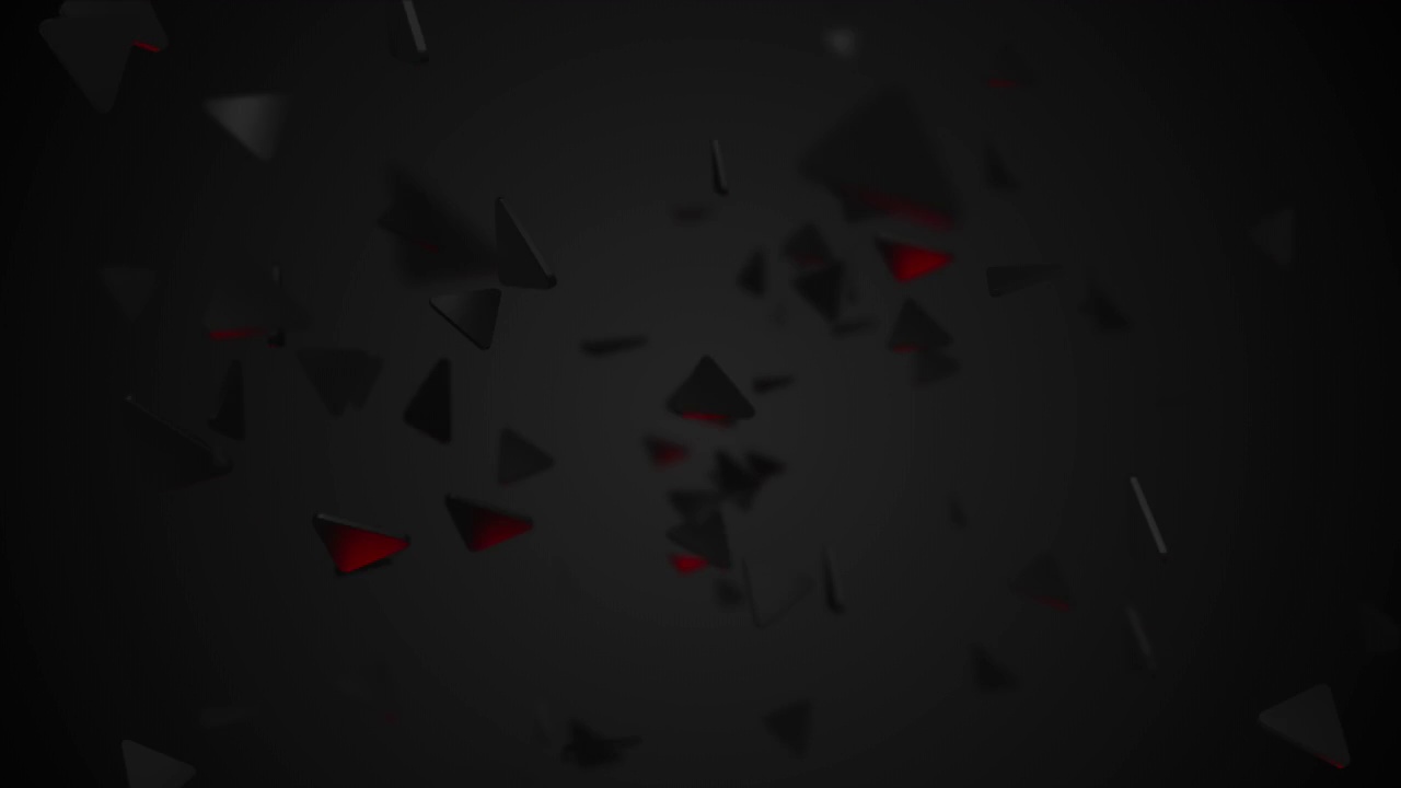 无缝循环。黑色数字背景与低多边形三角形形状和红色发光。3 d演示。视频素材