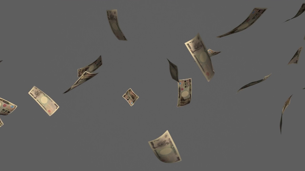 钞票从一叠灰色的钞票上飞落视频素材