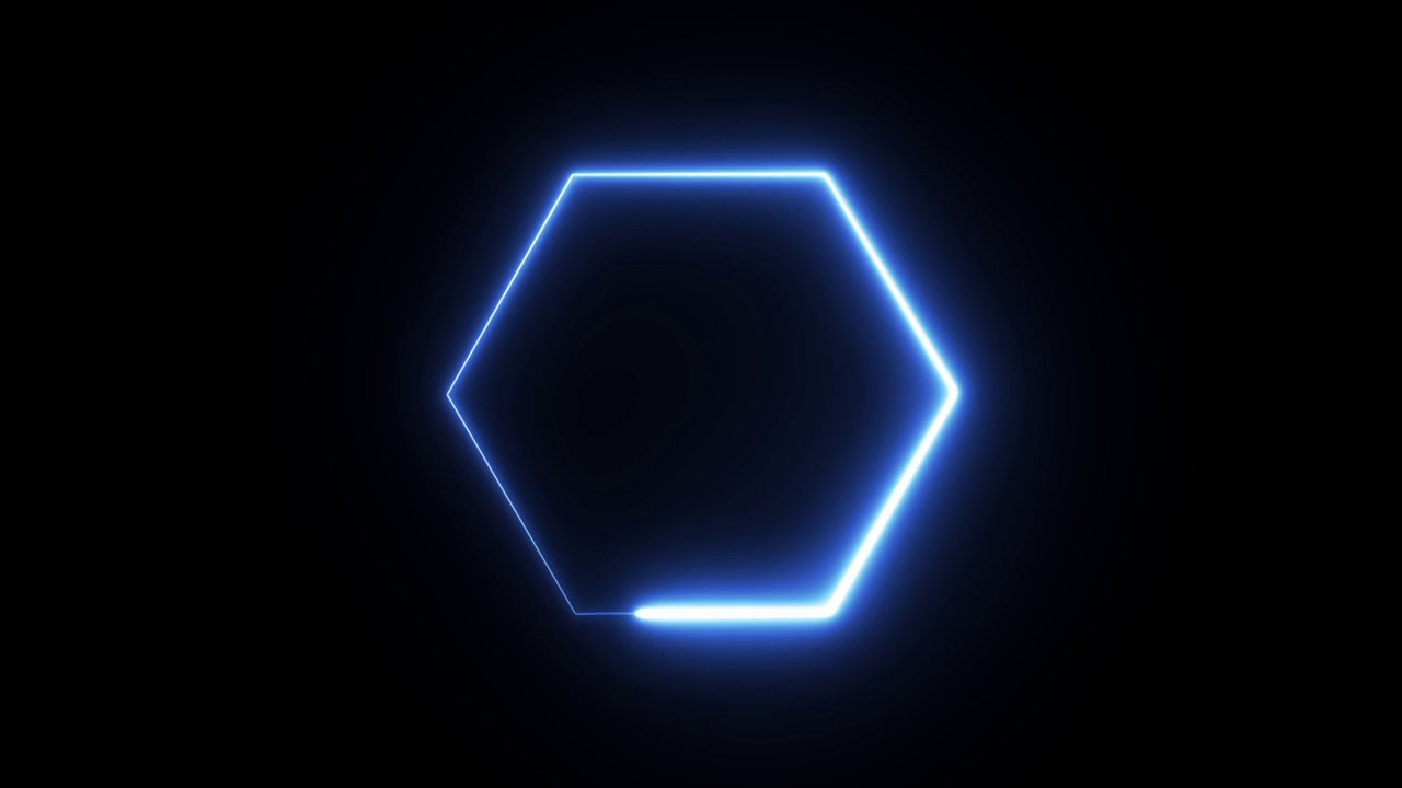 现代发光蓝色进度加载六边形条循环4K动画视频素材
