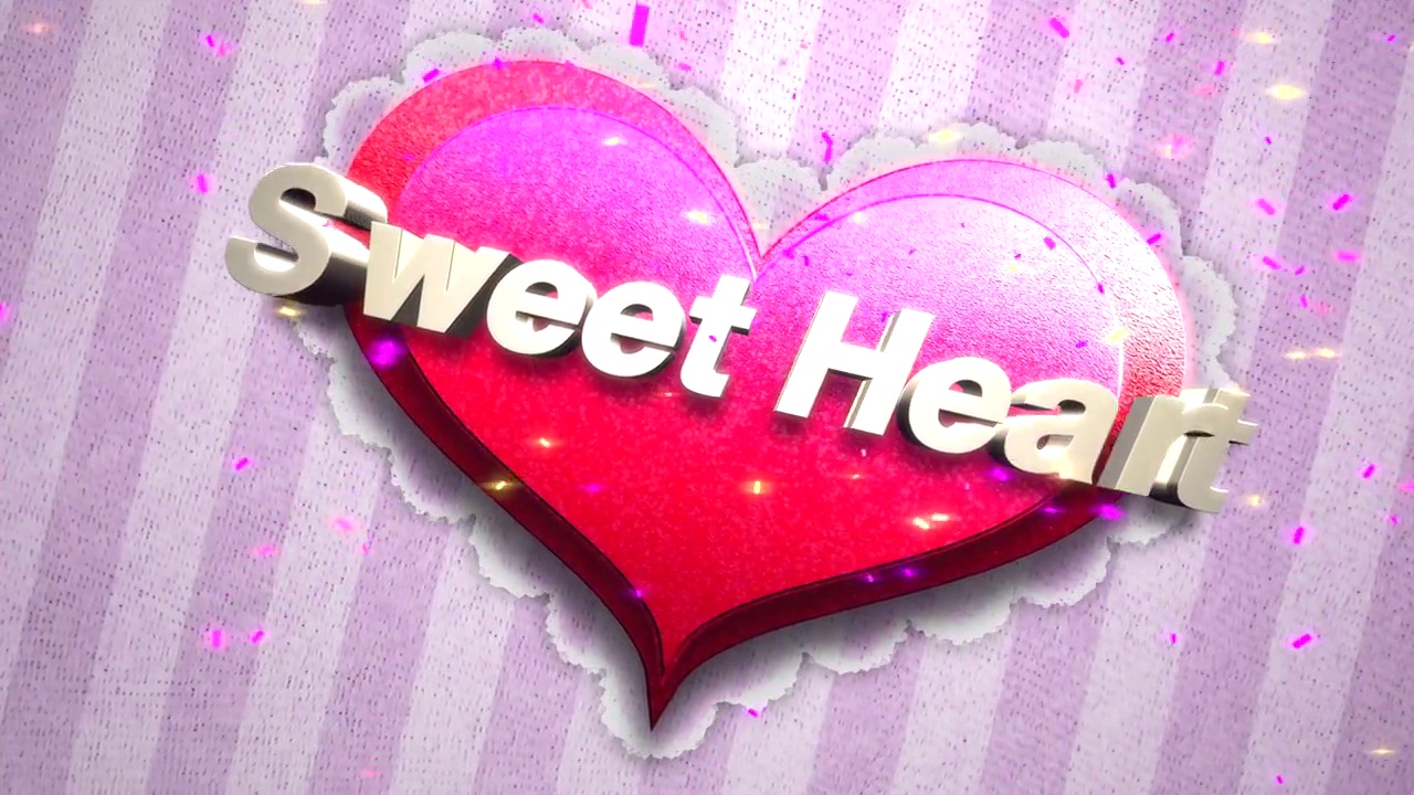 甜蜜的心与糖果心和飞五彩纸屑上的粉红色图案视频素材
