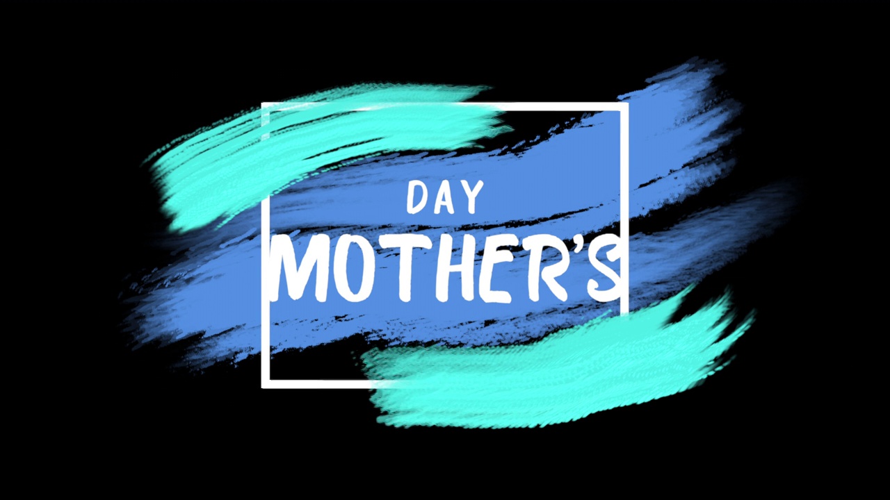 母亲节与蓝色笔刷纹理和框架视频下载