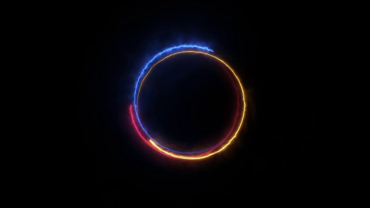 旋转彩色发光动画能量圈-循环4K视频素材