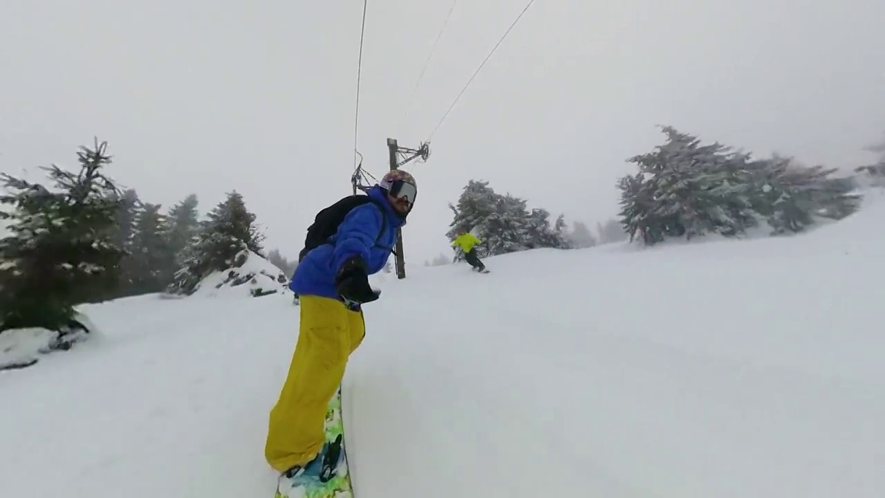 滑雪场上的一群滑雪者和滑雪板手视频素材