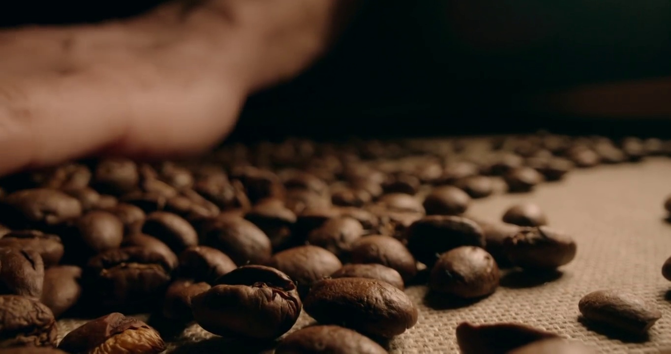 用手触摸咖啡豆视频素材