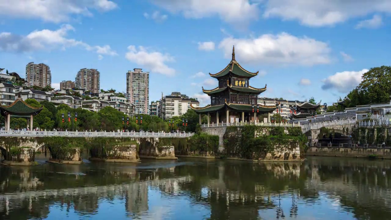 中国贵州贵阳的城市景观——嘉秀塔，4K延时摄影视频素材