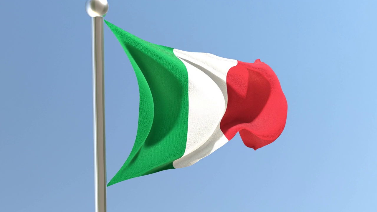 旗杆上的意大利国旗。视频素材
