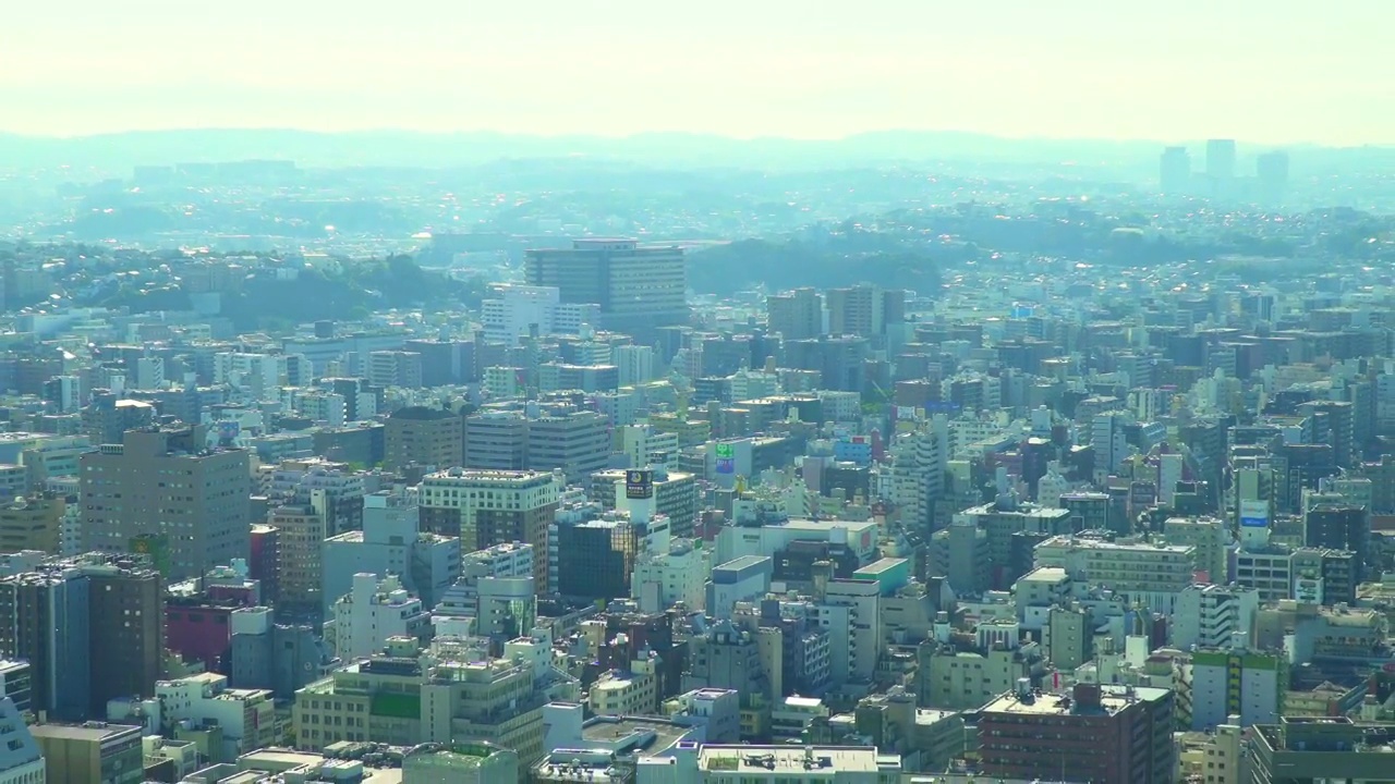 横滨市城市天际线鸟瞰鸟瞰图。视频素材