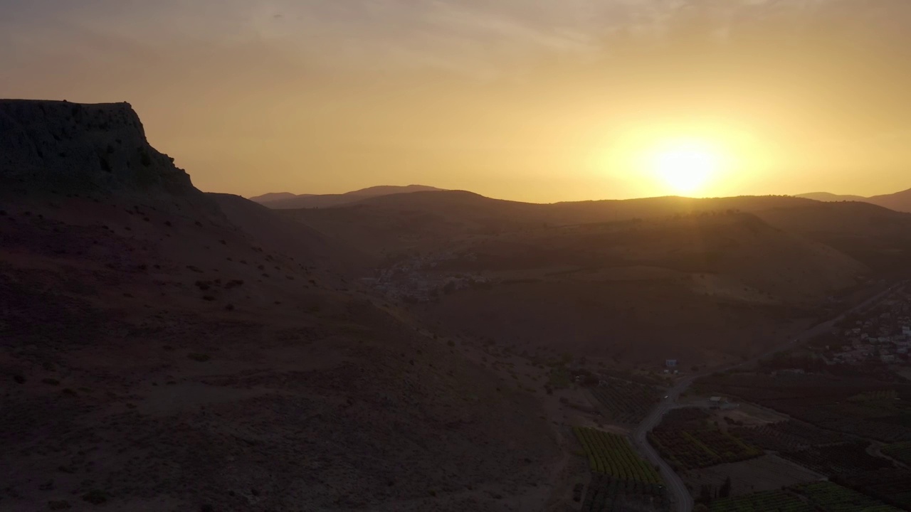 日落时分俯瞰阿贝尔悬崖，以色列视频素材