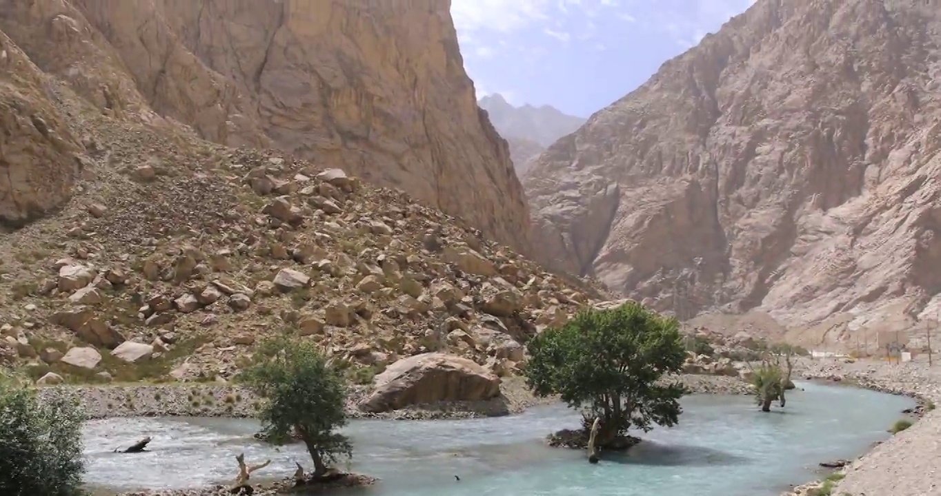 喀什河道，新疆，中国视频下载