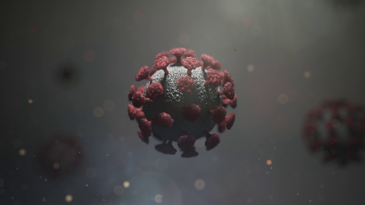 冠状病毒突变。病毒细胞Omicron的显微镜视图。新型冠状病毒Delta。视频素材
