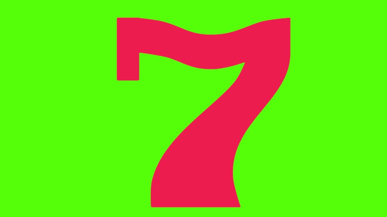 矢量设计数字7在一个绿色的屏幕背景视频下载