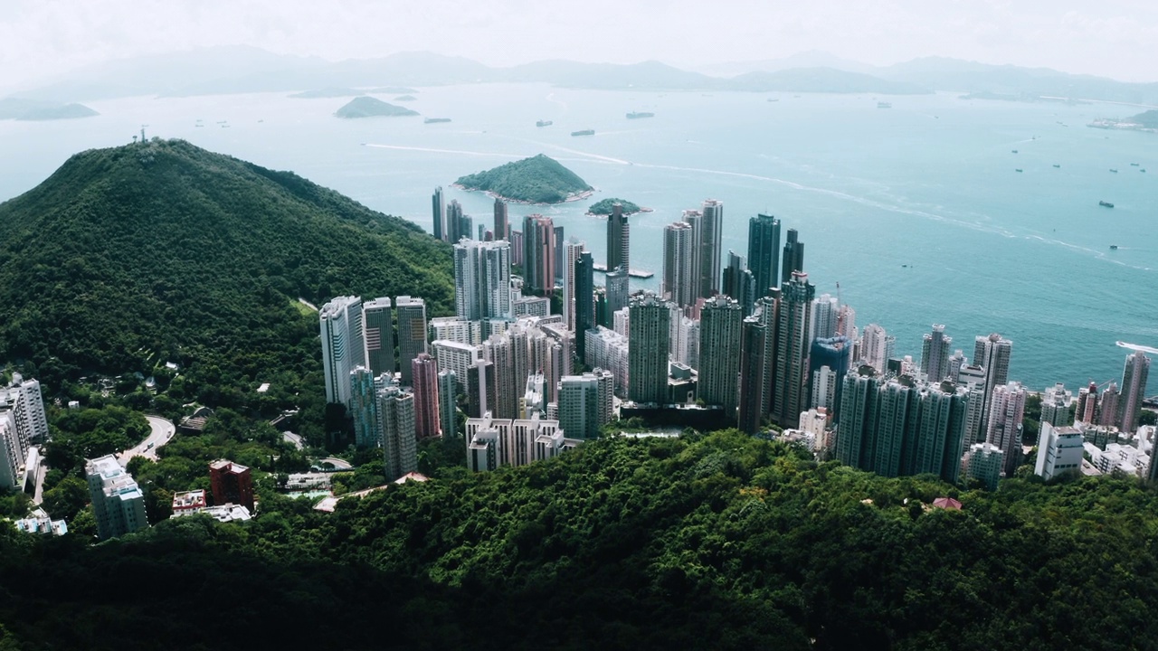 航拍的城市。香港的俯视图视频下载