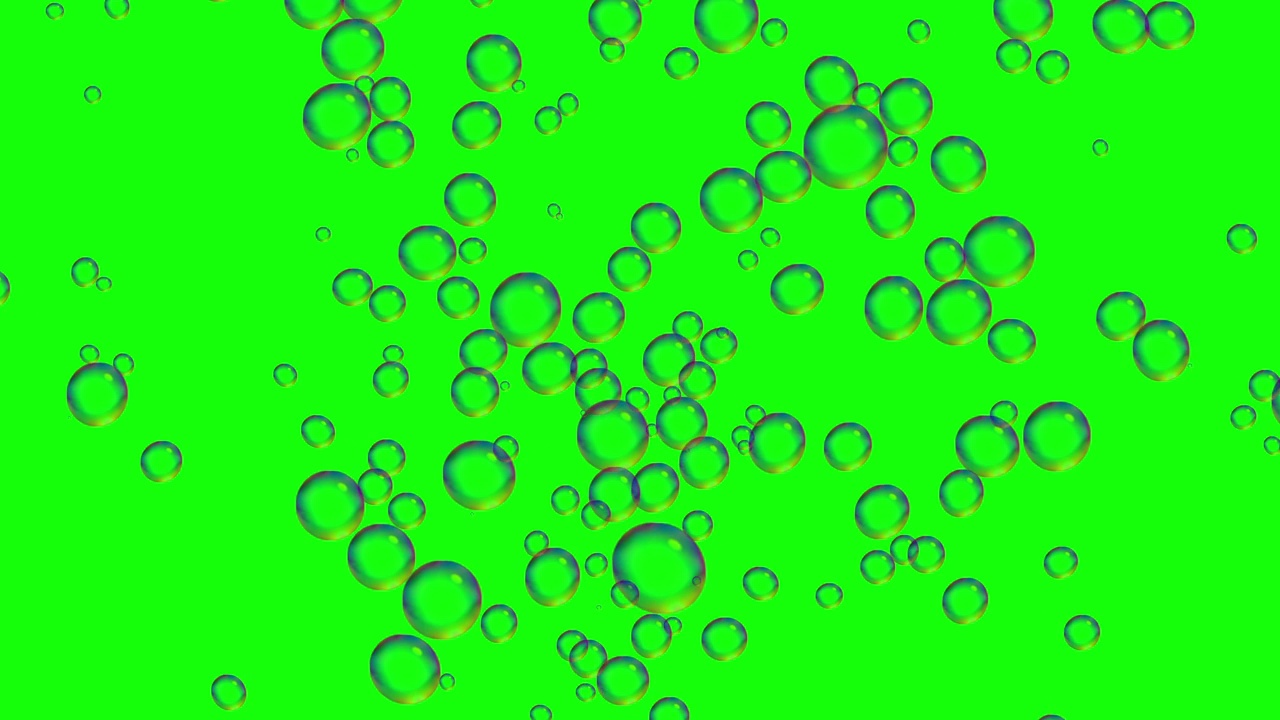 真实的泡沫水下动画库存视频在绿色屏幕背景-隔离的绿色屏幕和黑色背景色度键控-氧气创造泡沫海底或游泳池动画-气泡碳酸水在玻璃微距镜头视频下载