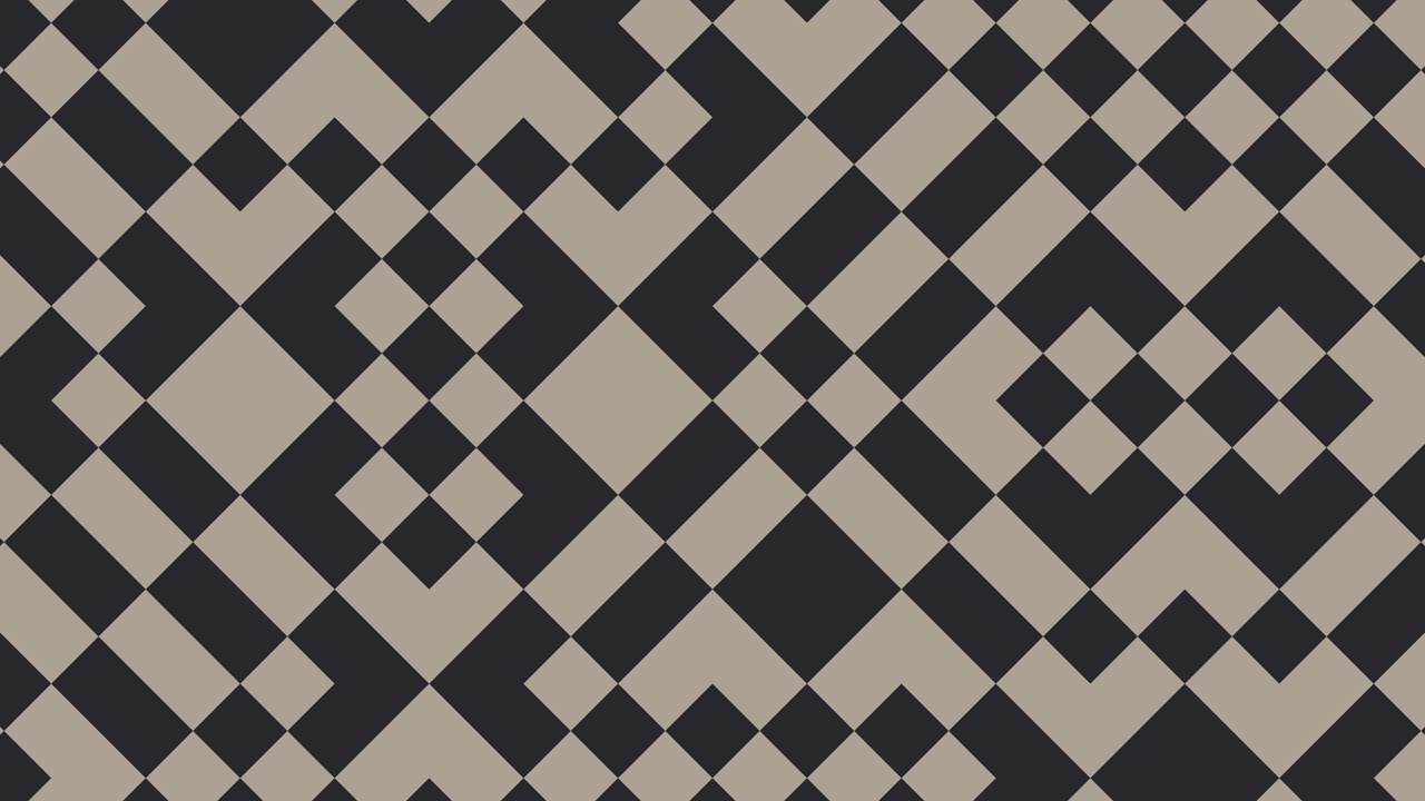 多色动态马赛克与非常周围的紫罗兰元素。几何瓷砖在抽象动画模式。平面设计中的运动图形背景视频素材