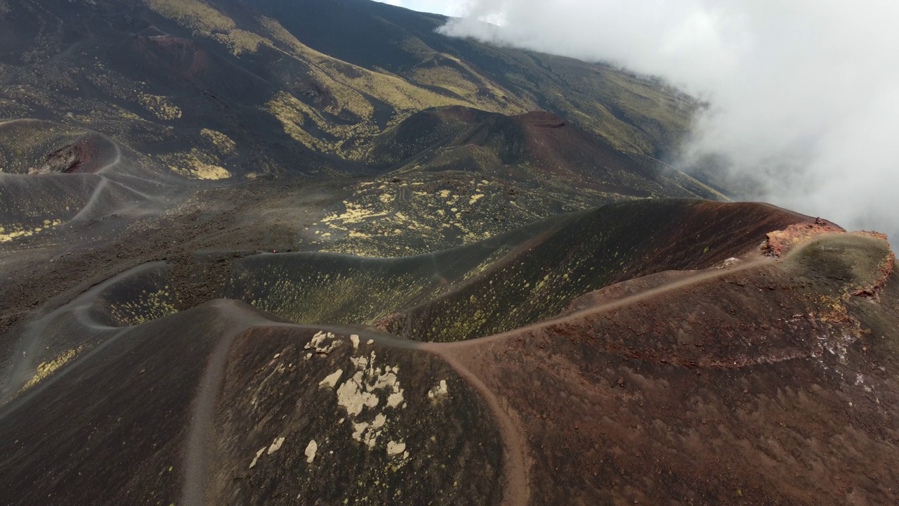 意大利西西里岛的活火山埃特纳的鸟瞰图视频下载