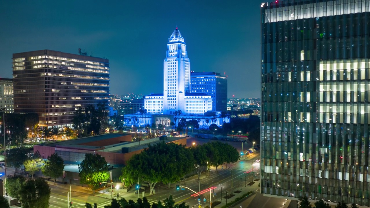 洛杉矶市政厅的高空摄影视频素材