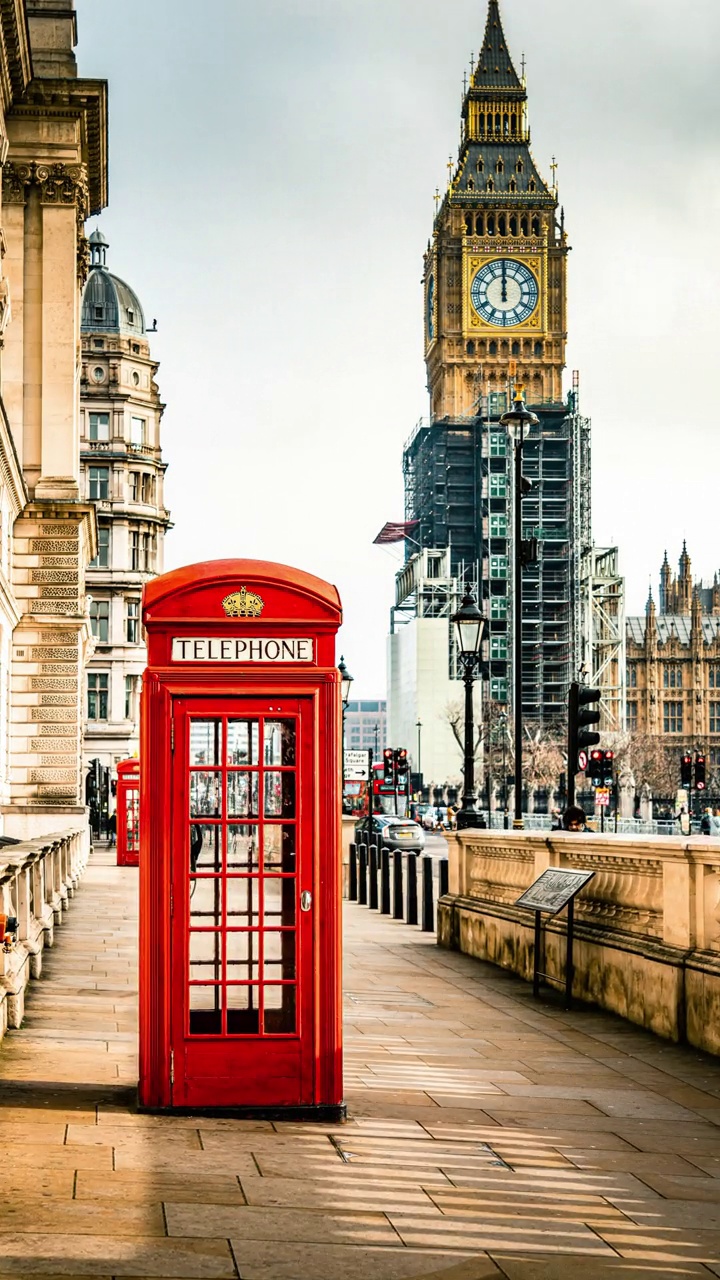 Time Lapse -伦敦标志性的电话亭视频下载