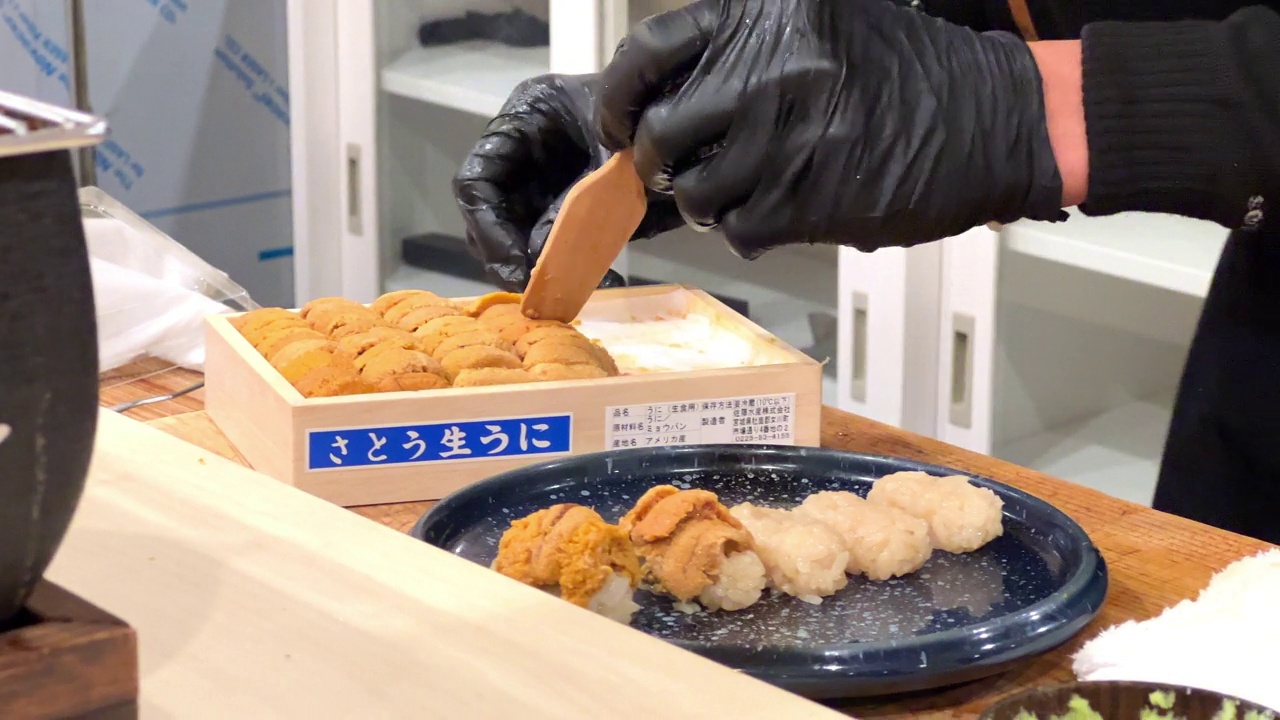 寿司寿司寿司寿司，厨师，东京美食和文化视频素材