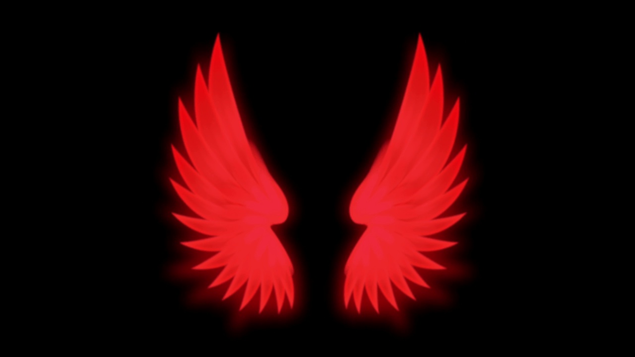 动画红色翅膀孤立在绿色背景上。视频下载