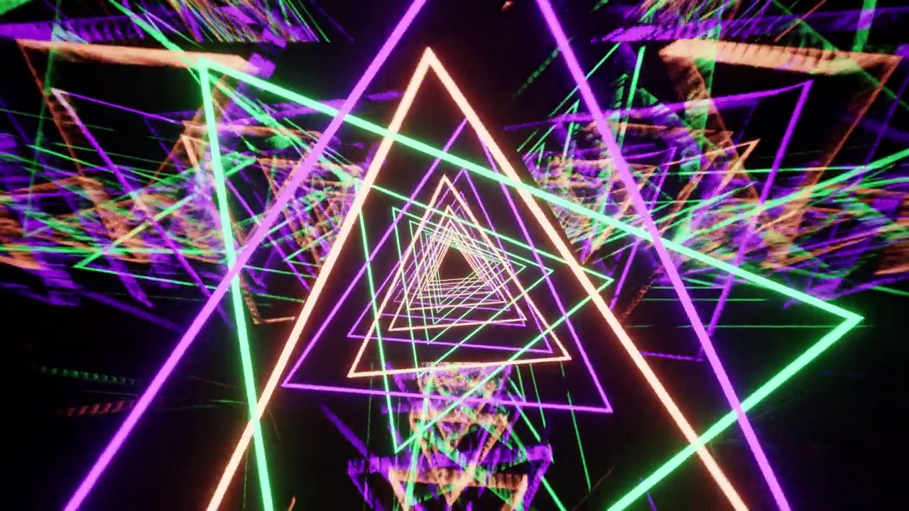 霓虹灯派对三角形跳舞VJ循环背景视频素材