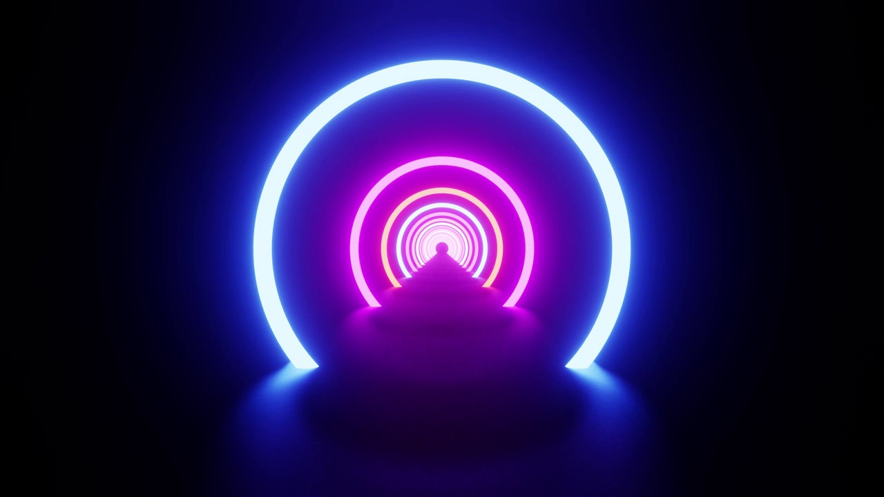 空间环形隧道与不同颜色的VJ环背景视频下载
