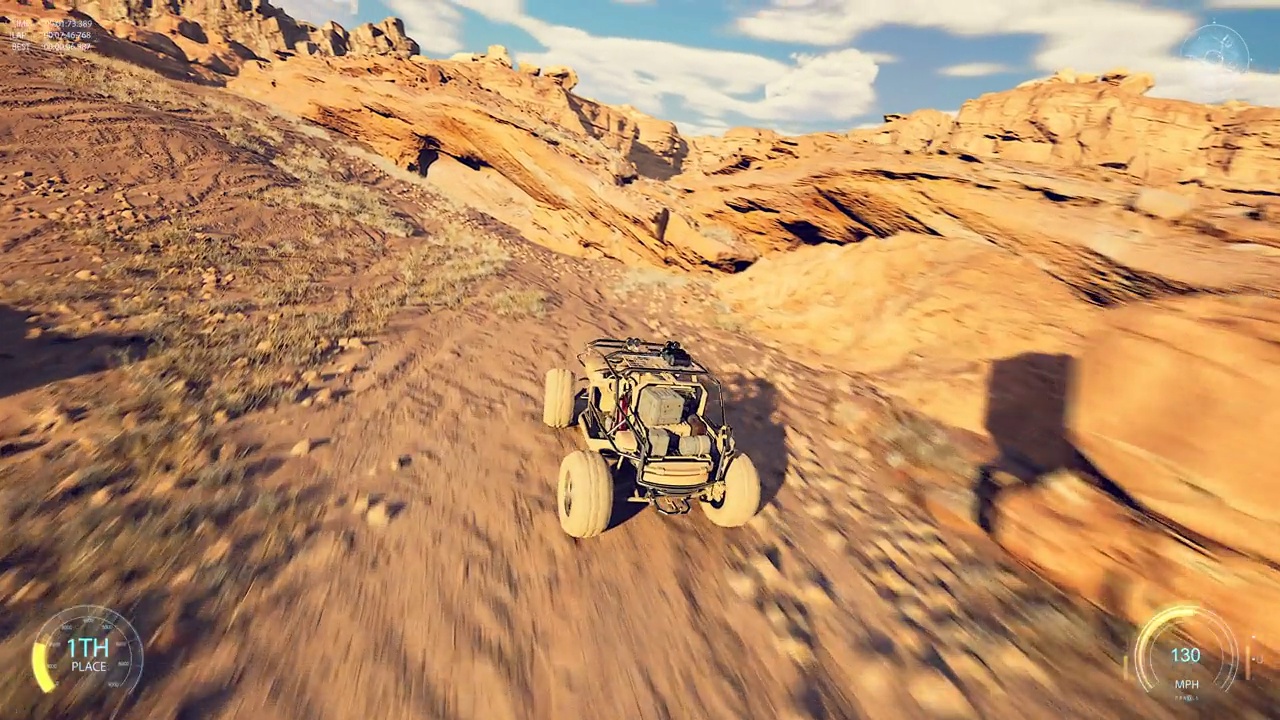 伪造3D视频游戏。4K赛车穿越沙漠。住房和城市发展部。视频下载