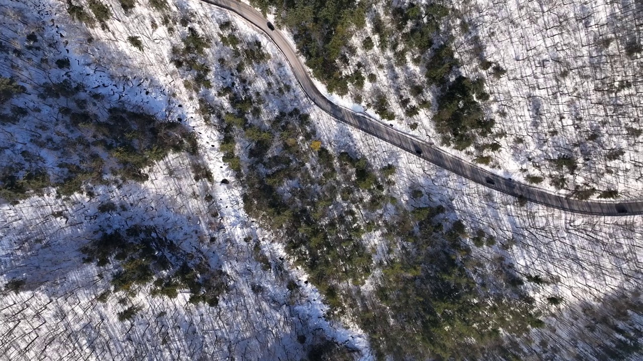 鸟瞰雪山公路视频素材