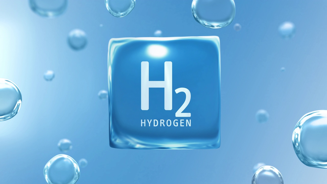 “H2氢气”的标题是“水泡泡立方信息图背景环与水分子视频素材