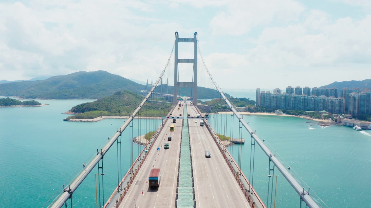 香港青马大桥的无人机照片视频素材