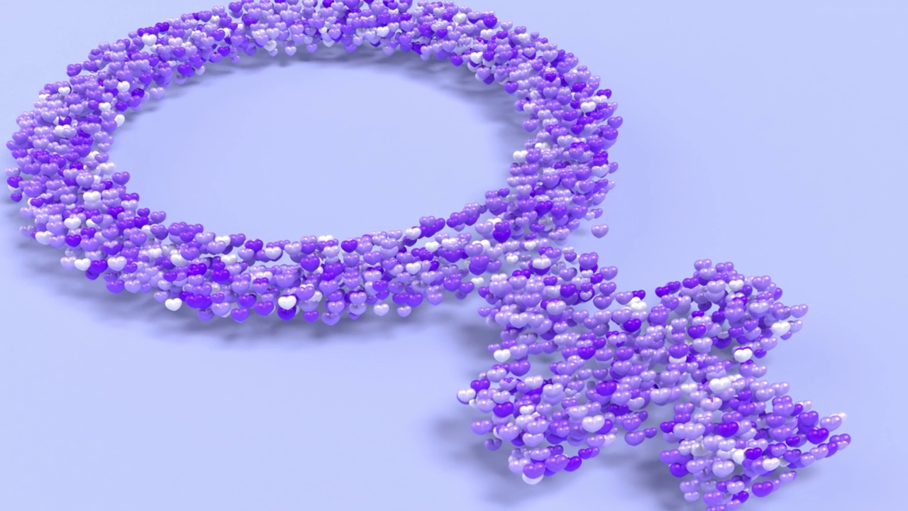 花心创造女性符号庆祝3月8日国际妇女节紫色4K分辨率视频下载
