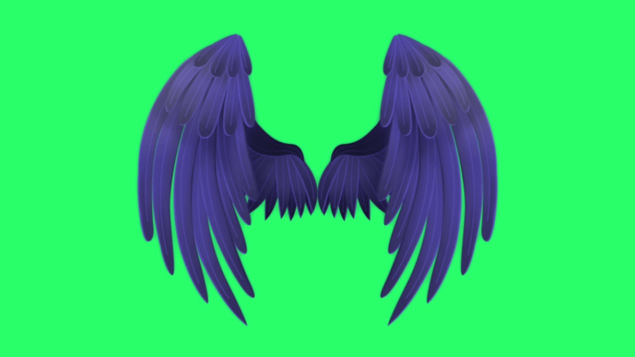 黑色背景上的蓝色翅膀动画。视频素材