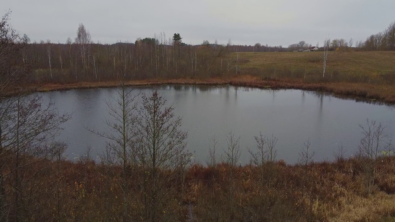 从无人机看到一个秋天的小湖。视频下载