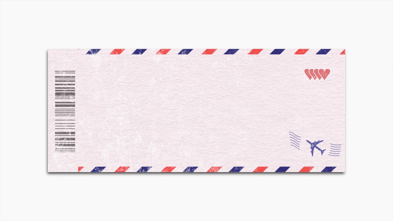 有心形和飞机的邮政信封视频素材
