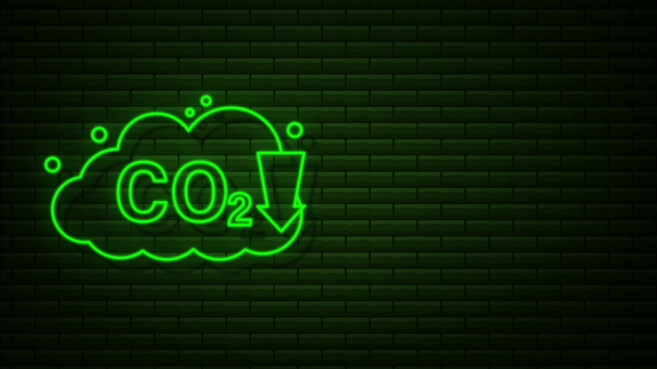 二氧化碳霓虹灯标志。烟雾信号。运动图形视频下载