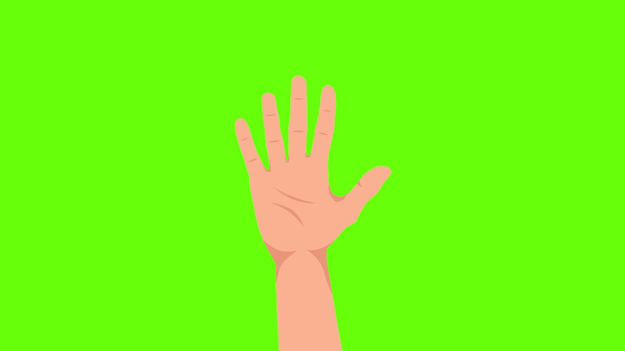 问候。欢迎的手。那人挥手致意。4 k动画。绿屏视频素材