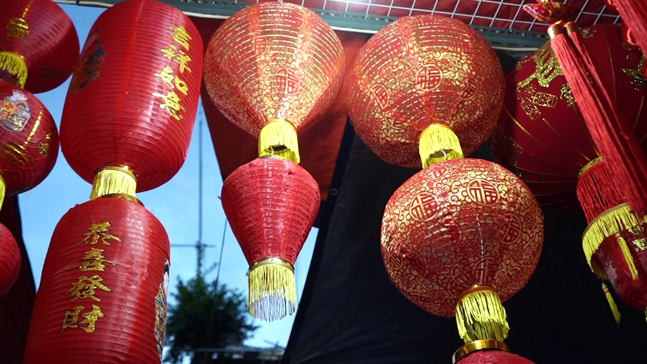 中国灯笼面对着中国的新年视频下载