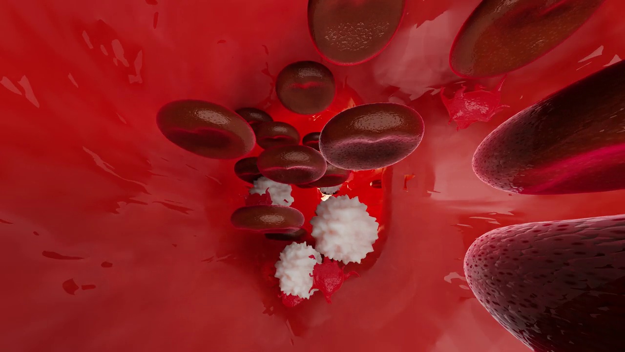 血液泵送通过动脉，血管在循环系统，3d渲染视频素材