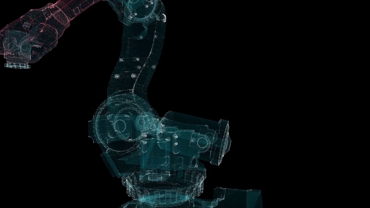 工业机械臂全息图。产业与技术概念视频素材