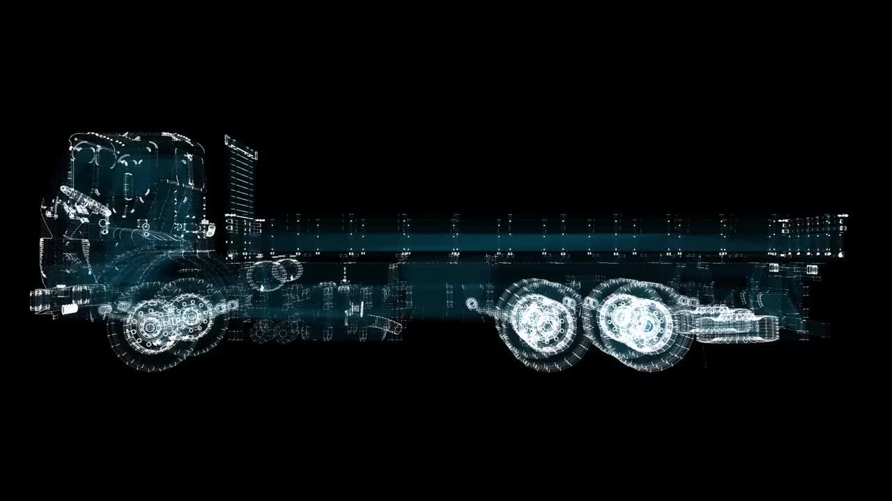 卡车全息图。交通与科技概念视频素材
