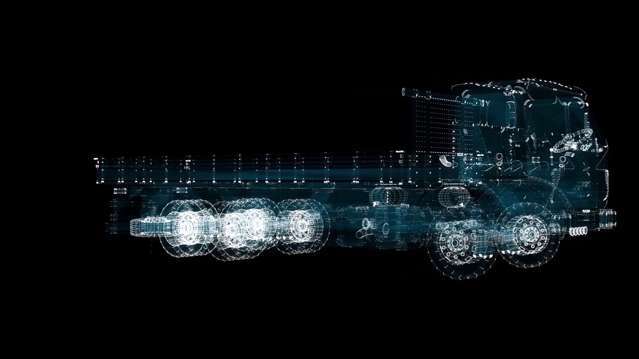卡车全息图。交通与科技概念视频素材