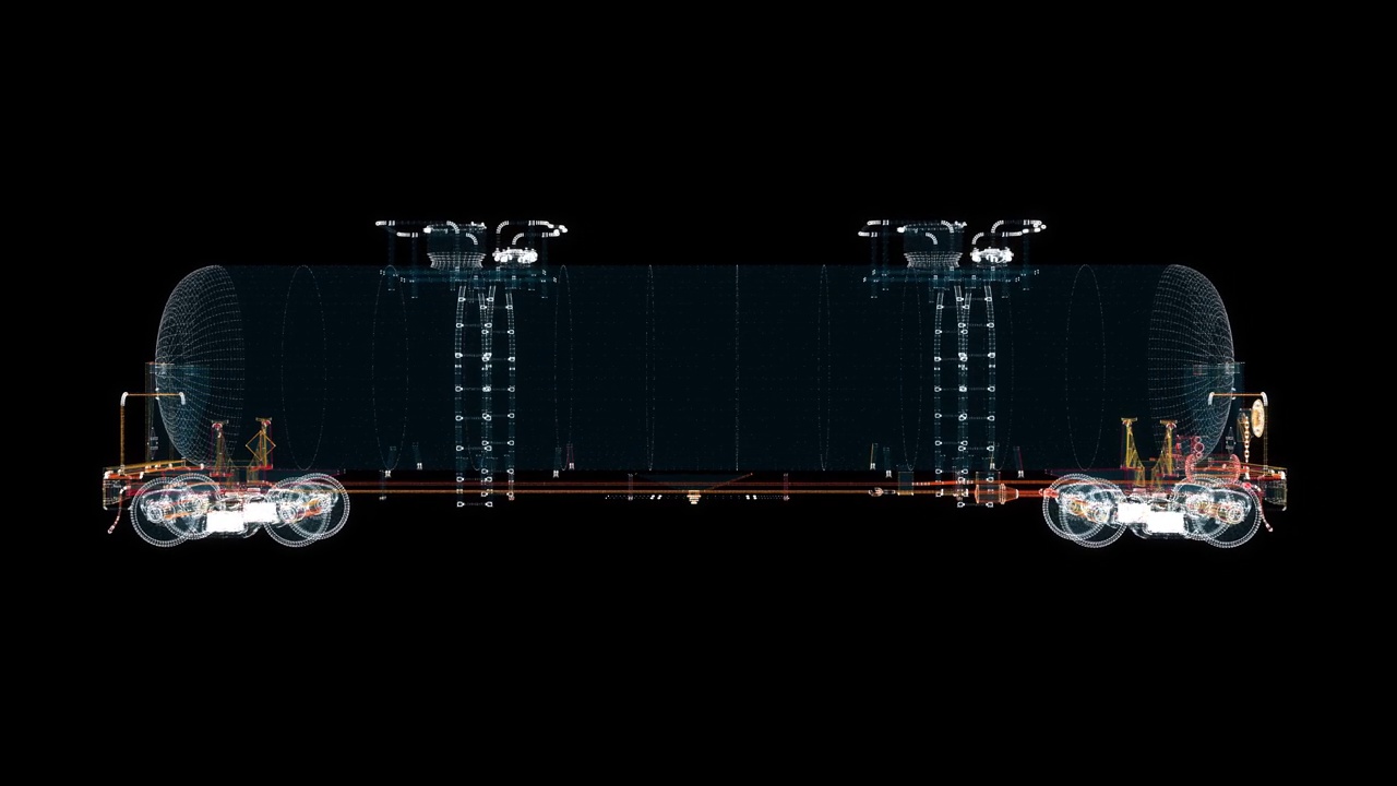 铁路油箱全息图。交通与科技概念视频下载
