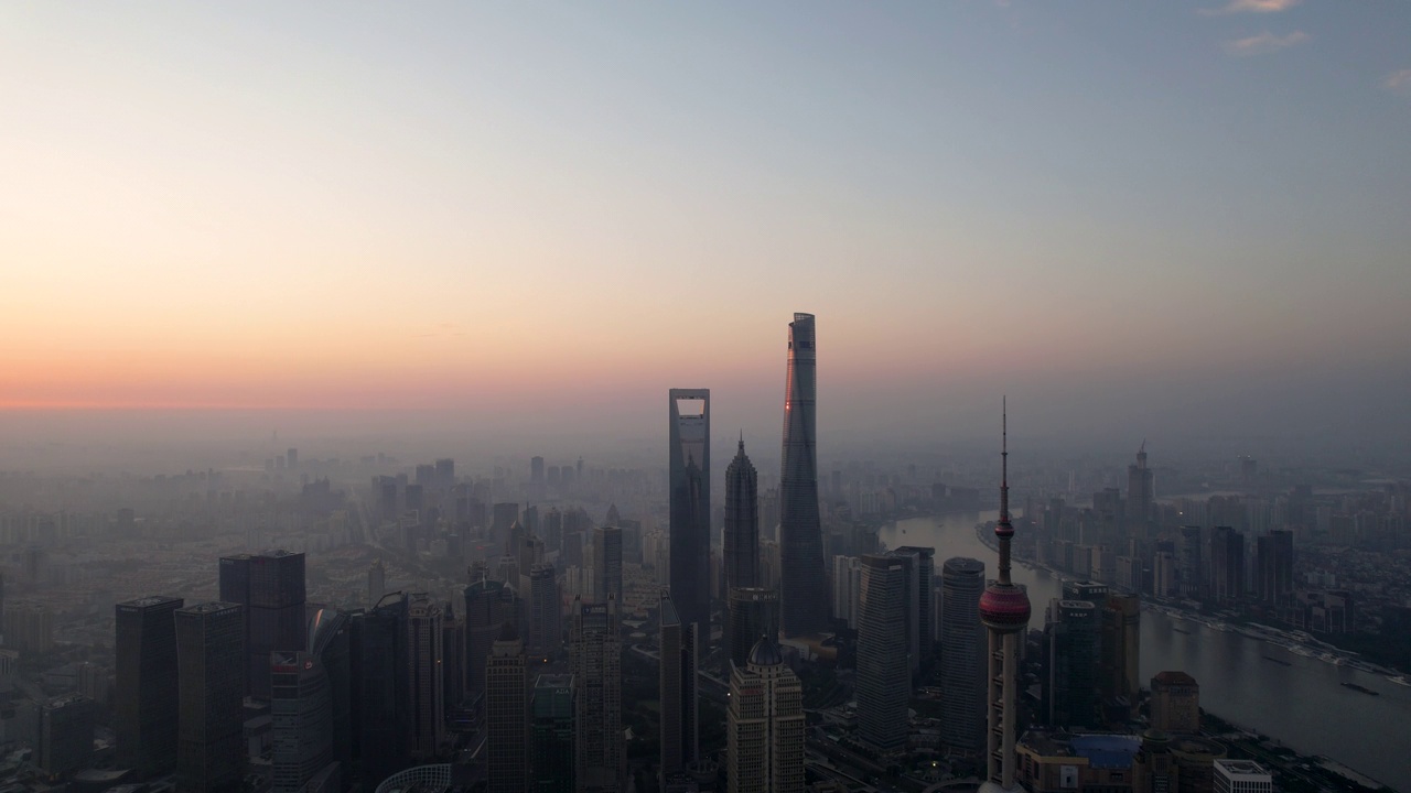 上海日出鸟瞰图视频下载