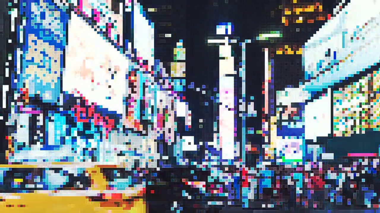 T/L像素艺术大都市，夜晚的时代广场/曼哈顿，纽约市视频下载