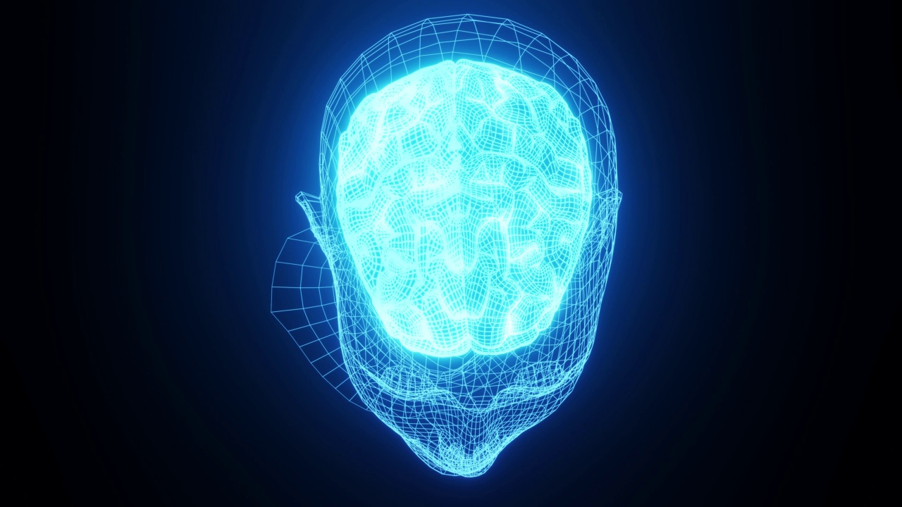 神经病学和科学技术背景动画的脑顶视图4K。视频素材
