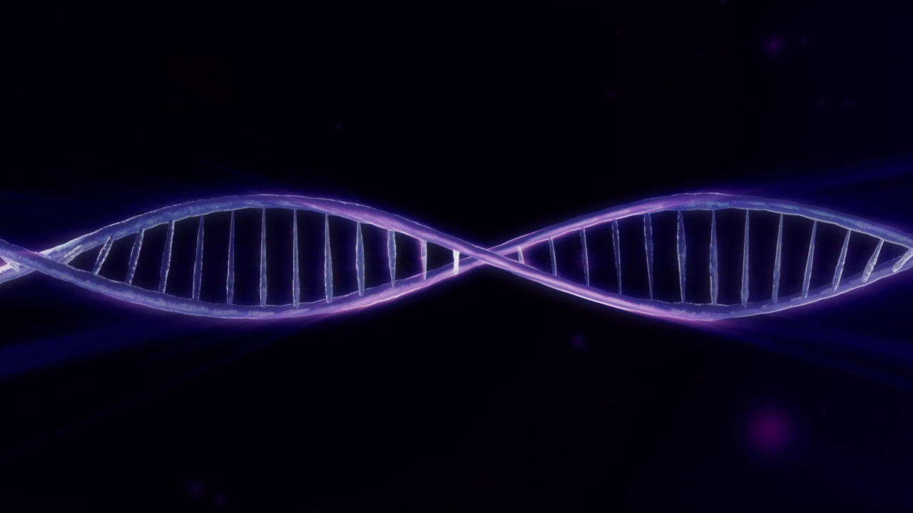 双螺旋结构。蓝色的螺旋DNA结构。抽象的背景。3 d动画。医学研究的概念视频素材