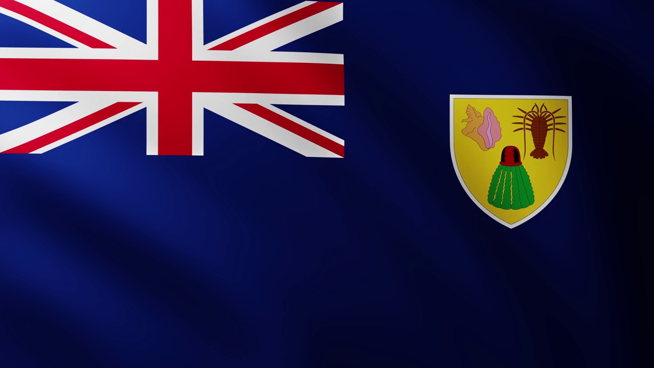 特克斯和凯科斯群岛的大旗帜，全屏背景迎风飘扬视频素材