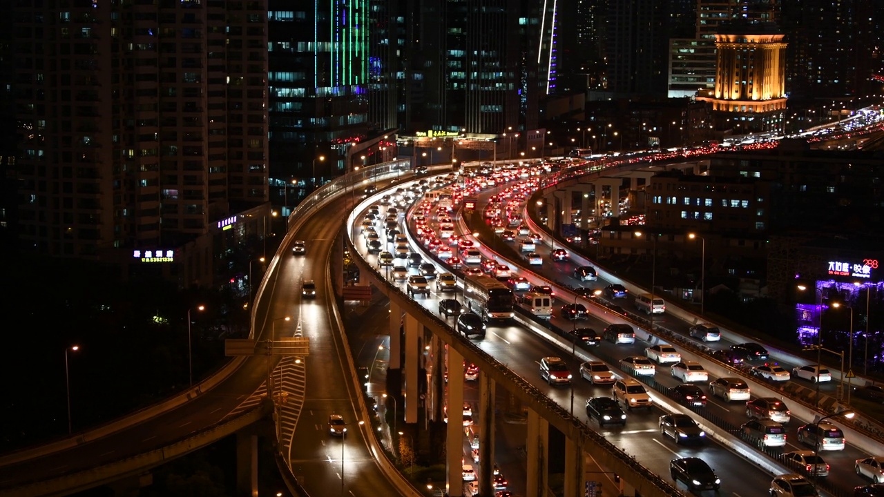 黄昏时分上海立交桥的时间轨迹视频下载