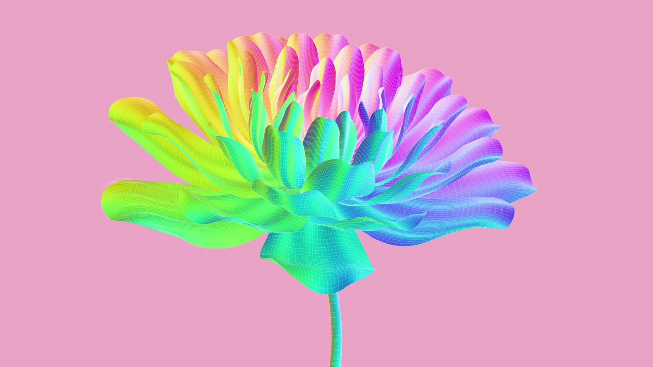 霓虹灯纳米科技的美丽花朵视频下载