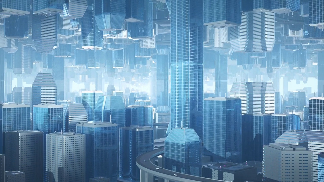 新兴城市景观-多元宇宙，想象，摩天大楼-天视频下载